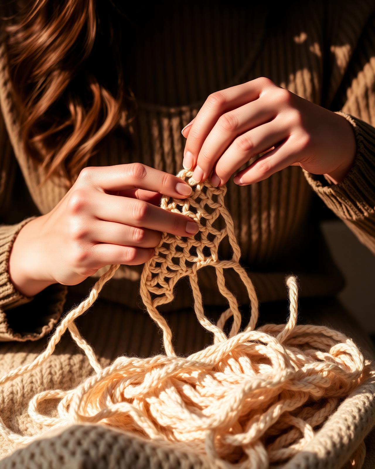 ხელები ქსოვის პროცესში — Mknits ხელოსნობა